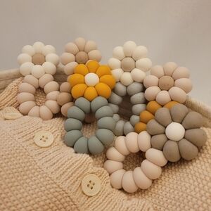 Baby White/Light Blue Flower Food Grade Silicone Teether/ Toy. 100% Safe.